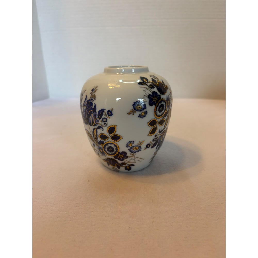 Zsolnay Hungary Porcelain Vase Cobalt Blue Gold Floral La‎ Belle Marre 1983 4.5"